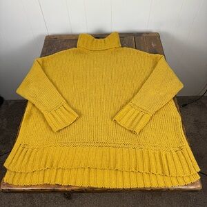 Aerie Mustard Yellow Chunky Knit Turtleneck Sweater Size Medium Cozy Fall Top